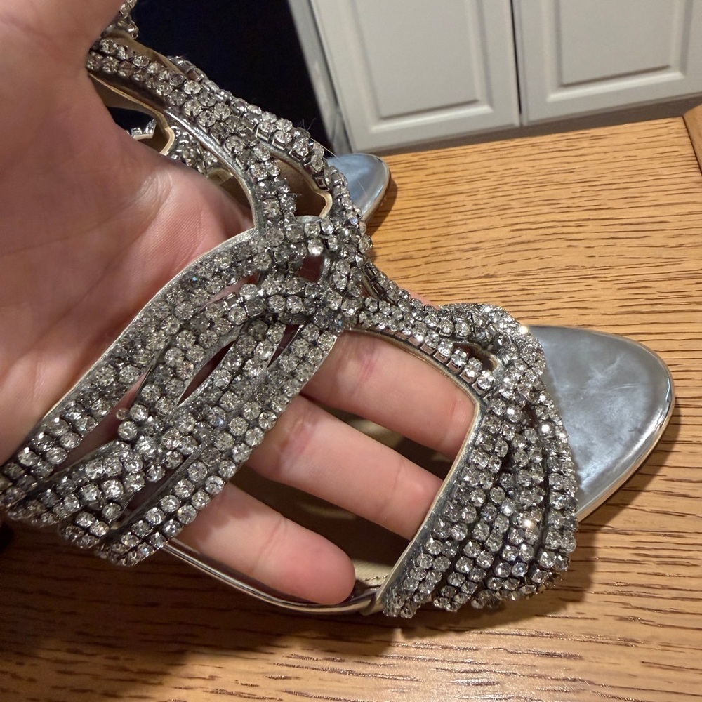 Antonio Melani Silver rhinestone formal Strappy Heels - Picture 4 of 11